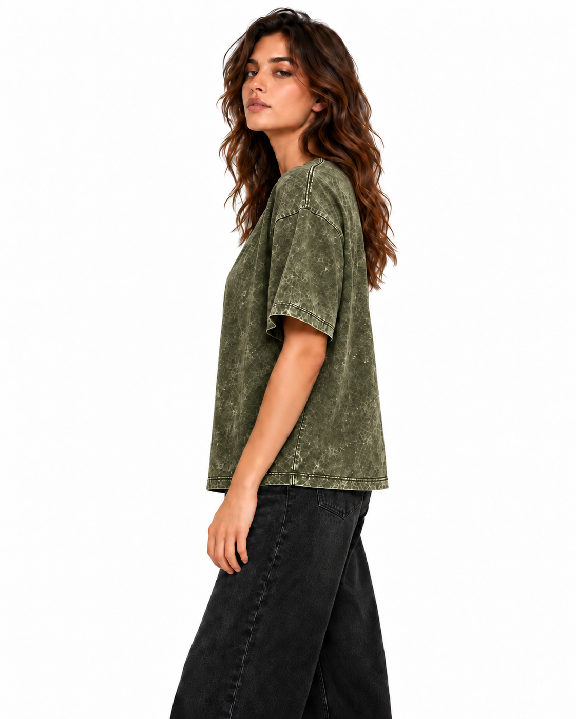 Weekend Oversized Tee Olive Green