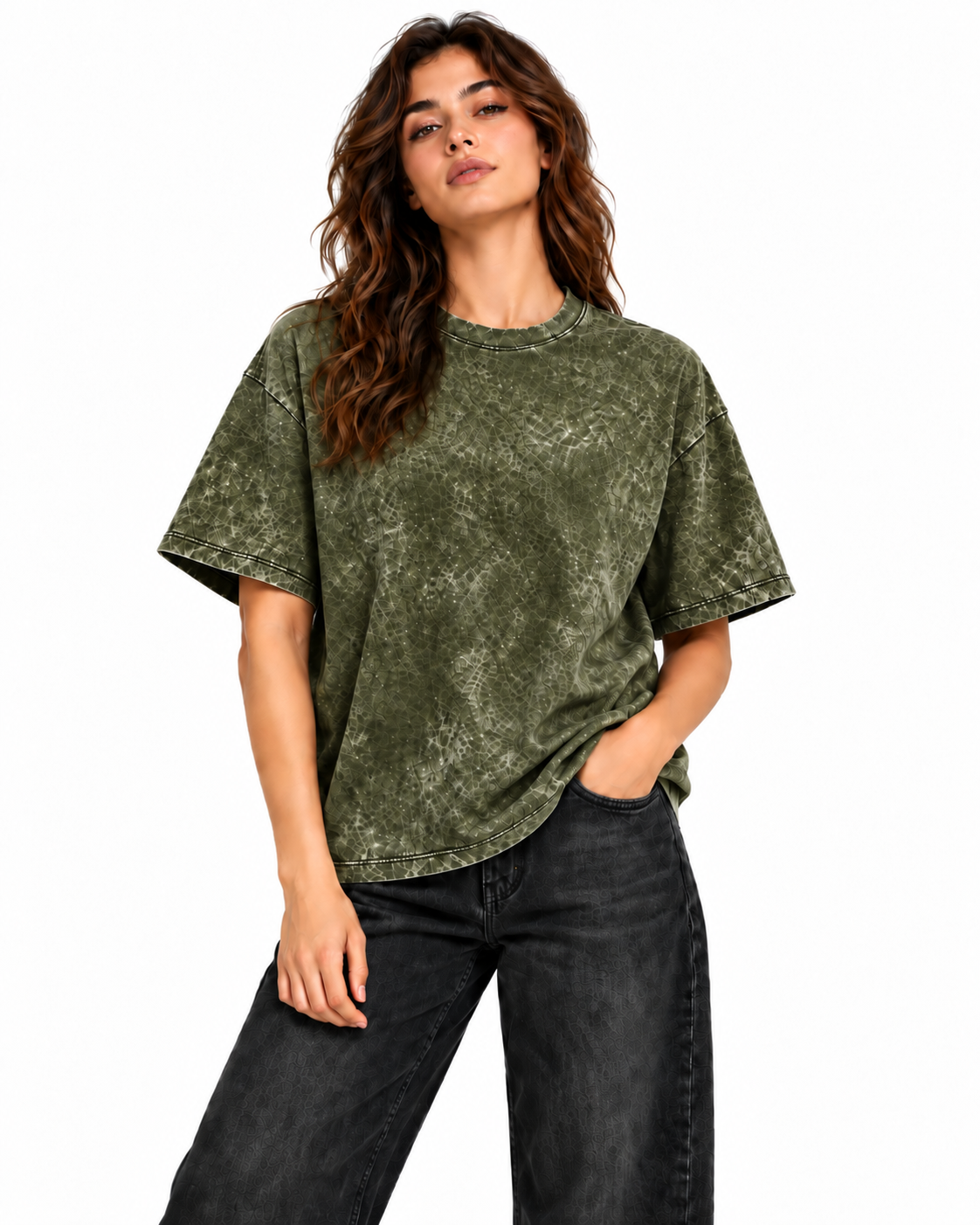 Weekend Oversized Tee Olive Green