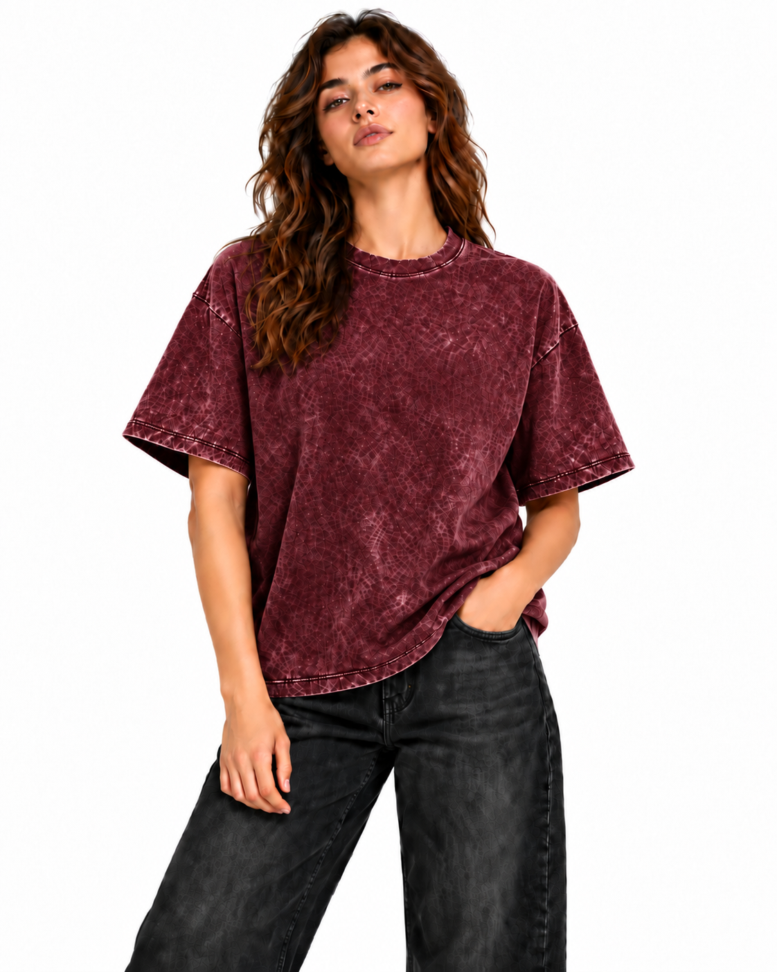 Weekend Oversized Tee Maroon